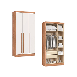 Módulo 03 Portas Infinity - 3930A - Cedro/Branco - Móveis Castro