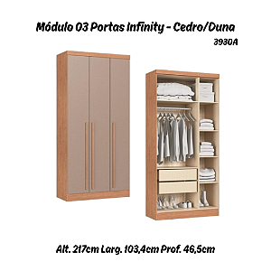 Módulo 03 Portas Infinity - 3930A - Cedro/Duna - Móveis Castro