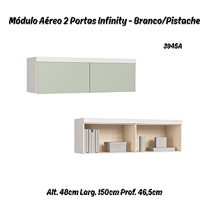 Módulo Aéreo 02 Portas Infinity - 3945A - Branco/Pistache - Móveis Castro