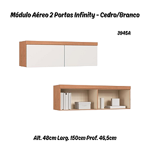 Módulo Aéreo 02 Portas Infinity - 3945A - Cedro/Branco - Móveis Castro
