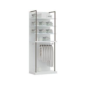 Conjunto Módulo Prateleiras e Cabideiro - 6310M - Branco - Linha Smart Tube - Móveis Castro