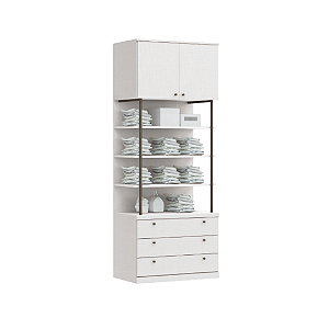 Conjunto Módulo Portas,Gavetas e Prateleiras - 6314M - Branco - Linha Smart Tube - Móveis Castro