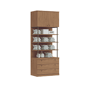 Conjunto Módulo Portas,Gavetas e Prateleiras - 6314M - Macadamia - Linha Smart Tube - Móveis Castro