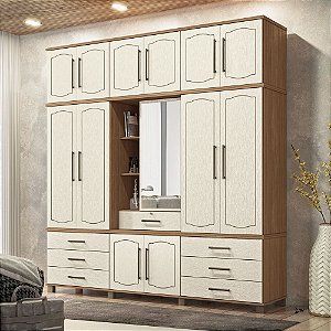 Roupeiro 13 Portas 07 Gavetas Londres Capelinha - 158844 - Jatoba/Areia - Santos Andira