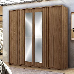 Roupeiro 06 Portas com Espelho Coimbra - 165244E - Jatoba - Santos Andira