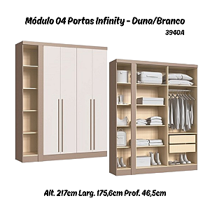 Módulo 04 Portas Infinity - 3940A - Duna/Branco - Móveis Castro