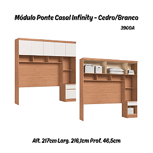Módulo Ponte Casal Infinity - 3900A - Cedro/Branco - Móveis Castro