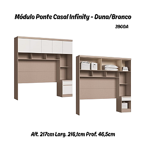 Módulo Ponte Casal Infinity - 3900A - Duna/Branco - Móveis Castro