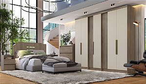 Roupeiro 07 Portas Selecto Ref. 5882 - Rustico/Off White - THB