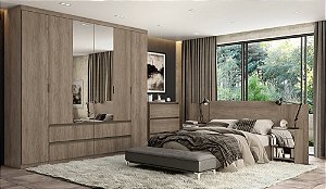 Roupeiro 06 Portas Nobre 100% MDF Glass - Ref. 5894 - Rustic - Thb