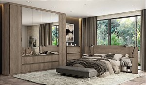 Roupeiro 06 Portas Nobre 100% MDF Full Glass - Ref. 5893 - Rustic - Thb