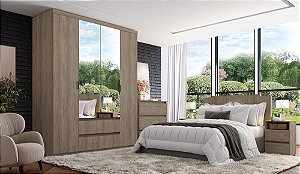 Roupeiro 04 Portas Nobre 100% MDF Glass - Ref. 5869 - Rustic - Thb