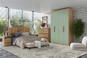 Roupeiro 04 Portas Milan - Ref. 5863 - Capuccino/Verde - Thb