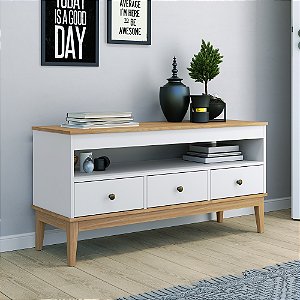 Rack 03 Gavetas - MB 1016 - Mel/Branco - Movelbento