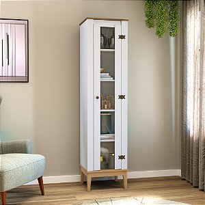 Cristaleira 01 Portas - MB 1017 - Mel / Branco - Movelbento
