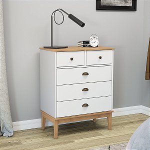 Comoda 05 Gavetas - MB 1020 - Mel/Branco - Movelbento