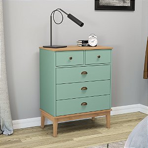 Comoda 05 Gavetas - MB 1020 - Mel/Oliva - Movelbento