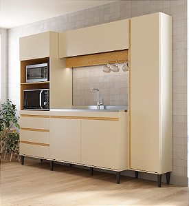 Cozinha Compacta Vita - VIT18-1553 - Off White/Carvalho - Primavera
