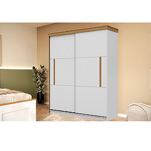 Roupeiro 02 Portas 02 Gavetas Bristrol 100%MDF Ref. BRI13-122 - Branco/Freijo - Móveis Primavera
