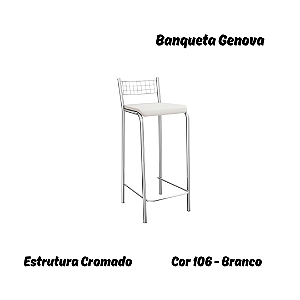 Banqueta Gênova - Ref. 1B705-CR - Estampa: 106 (Branco) Cromado - Kappesberg Crome