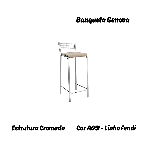 Banqueta Gênova - Ref. 1B705-CR - Estampa: A051 (Linho Fendi) Cromado - Kappesberg Crome