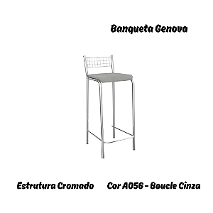 Banqueta Gênova - Ref. 1B705-CR - Estampa: A056 (Boucle Cinza) Cromado - Kappesberg Crome