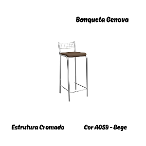 Banqueta Gênova - Ref. 1B705-CR - Estampa: A059 (Bege) Cromado - Kappesberg Crome