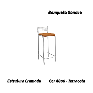 Banqueta Gênova - Ref. 1B705-CR - Estampa: A066 (Terracota) Cromado - Kappesberg Crome