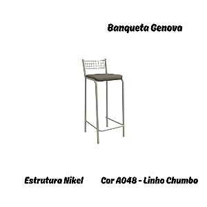 Banqueta Gênova - Ref. 1B705-NK - Estampa: A048 (Linho Chumbo) Niquel - Kappesberg