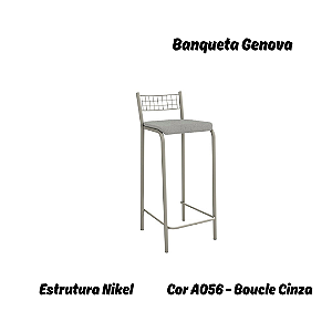 Banqueta Gênova - Ref. 1B705-NK - Estampa: A056 (Boucle Cinza) Niquel - Kappesberg