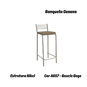 Banqueta Gênova - Ref. 1B705-NK - Estampa: A057 (Boucle Bege) Niquel - Kappesberg