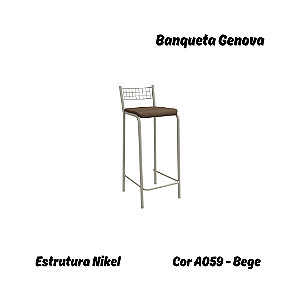 Banqueta Gênova - Ref. 1B705-NK - Estampa: A059 (Bege) Niquel - Kappesberg