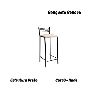 Banqueta Gênova - Ref. 1B705-PR - Estampa: 16 (Nude) Preto - Kappesberg Crome
