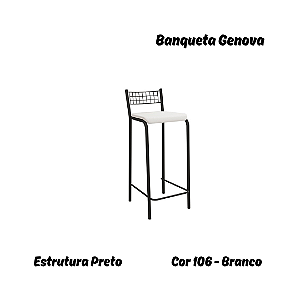 Banqueta Gênova - Ref. 1B705-PR - Estampa: 106 (Branco) Preto - Kappesberg