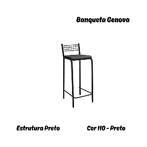 Banqueta Gênova - Ref. 1B705-PR - Estampa: 110 (Preto) Preto - Kappesberg