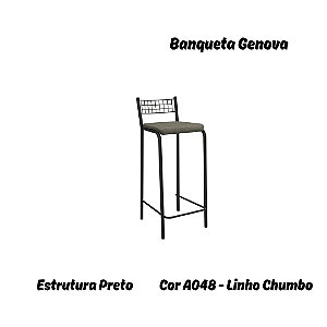 Banqueta Gênova - Ref. 1B705-PR - Estampa: A048 (Linho Chumbo) Preto - Kappesberg