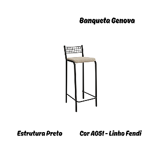 Banqueta Gênova - Ref. 1B705-PR - Estampa: A041 (Linho Fendi) Niquel - Kappesberg