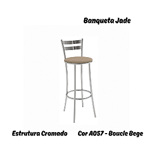 Banqueta Jade - Ref. 1B699-CR - Estampa: A057 (Boucle Bege) Cromado- Kappesberg Crome