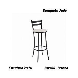 Banqueta Jade - Ref. 1B699-PR - Estampa: 106 (Branco) Preto - Kappesberg Crome