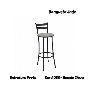 Banqueta Jade - Ref. 1B699-PR - Estampa: A056 (Bouclé Cinza) Preto - Kappesberg Crome