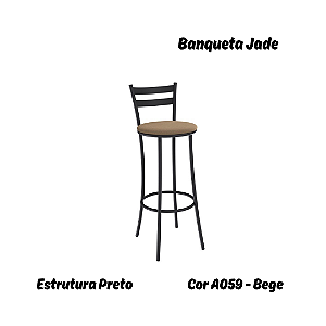 Banqueta Jade - Ref. 1B699-PR - Estampa: A059 (Bege) Preto - Kappesberg Crome