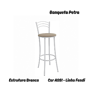 Banqueta Petra - Ref. 1B700-BR - Estampa: A051 (Linho Fendi) Branco - Kappesberg Crome