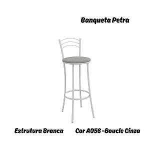 Banqueta Petra - Ref. 1B700-BR - Estampa: A056 (Boucle Cinza) Branco - Kappesberg Crome