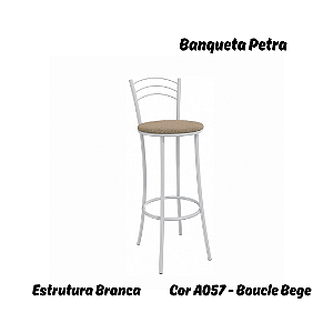 Banqueta Petra - Ref. 1B700-BR - Estampa: A057 (Bouclé Bege) Branco - Kappesberg Crome