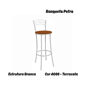 Banqueta Petra - Ref. 1B700-BR - Estampa: A066 (Terracota) Branco - Kappesberg Crome