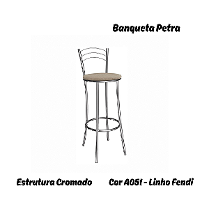 Banqueta Petra - Ref. 1B700-CR - Estampa: A051 (Linho Fendi) Cromado - Kappesberg Crome