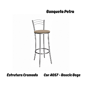Banqueta Petra - Ref. 1B700-CR - Estampa: A057 (Bouclé Bege) Cromado - Kappesberg Crome