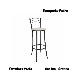 Banqueta Petra - Ref. 1B700-PR - Estampa: 106 (Branco) Preto - Kappesberg Crome