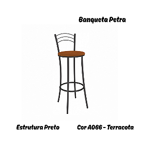 Banqueta Petra - Ref. 1B700-PR - Estampa: A066 (Terracota) Preto - Kappesberg Crome