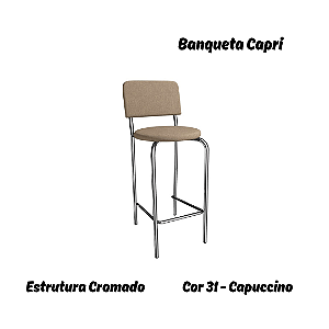 Banqueta Capri - Ref. 1B715-CR - Estampa: 31 (Capuccino) Cromado - Kappesberg Crome